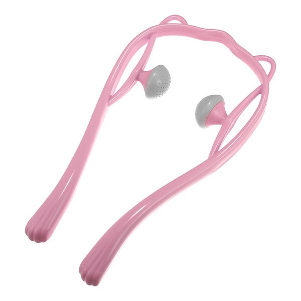 Handheld Neck Massager With Two Trigger Points For Neck Shoulder Muscle Pain Ease Pp Tpr Pink Gray Unique Bargains