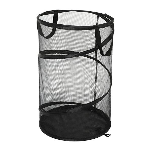 1 Pcs 30l Folding Laundry Basket Portable Hamper Basket For Bathroom Black 23.62"x15.75" Unique Bargains