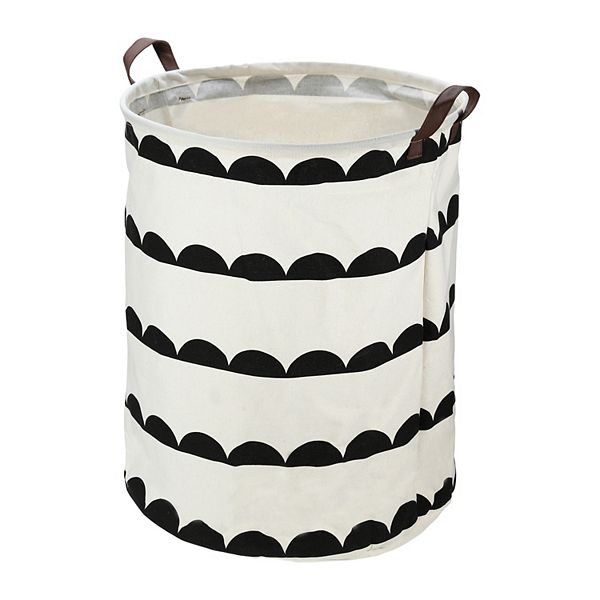 1 Pcs 60l Foldable Cylindrical Laundry Basket For Laundry Room Black Semicircle 19.69"x15.75" Unique Bargains