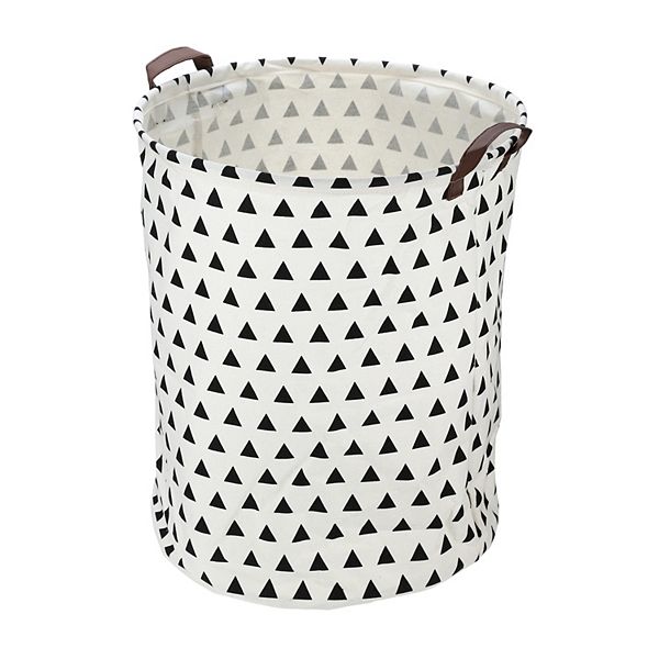 1 Pcs 60l Foldable Cylindrical Laundry Basket For Laundry Room Black Triangle 19.69"x15.75" Unique Bargains