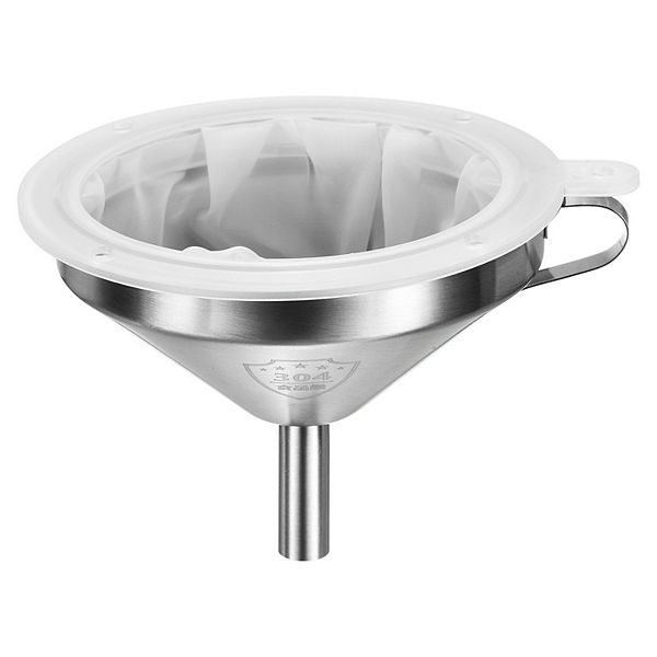 5.9" Diameter Stainless Steel Kitchen Funnel With 400 Mesh Strainer Unique Bargains