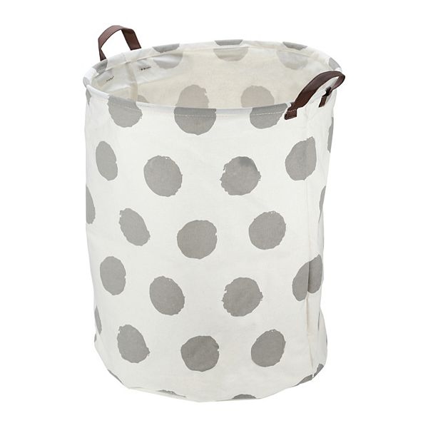 1 Pcs 60l Foldable Cylindrical Laundry Basket For Laundry Room Gray Polka Dots 19.69"x15.75" Unique Bargains