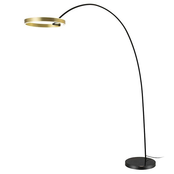 FC Design LED Dimmable Long Reach Adjustable Arched Floor Lamp Black Gold Shade with Remote Control F.C Design