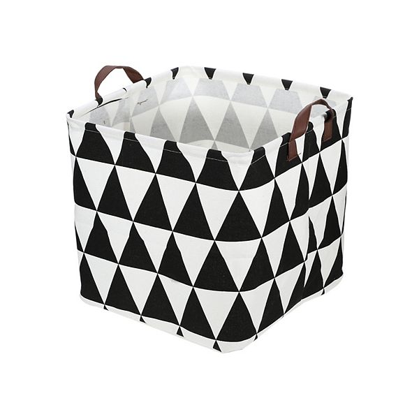 1 Pcs 30l Foldable Square Laundry Basket For Laundry Room Black White Triangle Unique Bargains