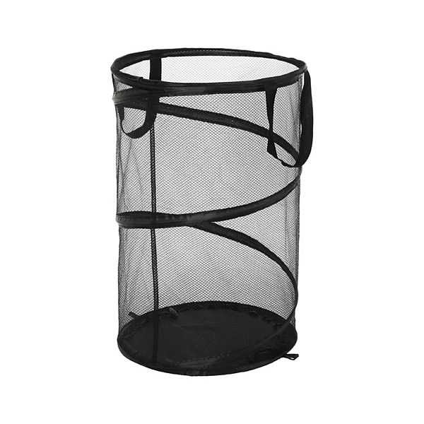 1 Pcs 20l Folding Laundry Basket Portable Hamper Basket For Bathroom Black 21.65"x13.39" Unique Bargains