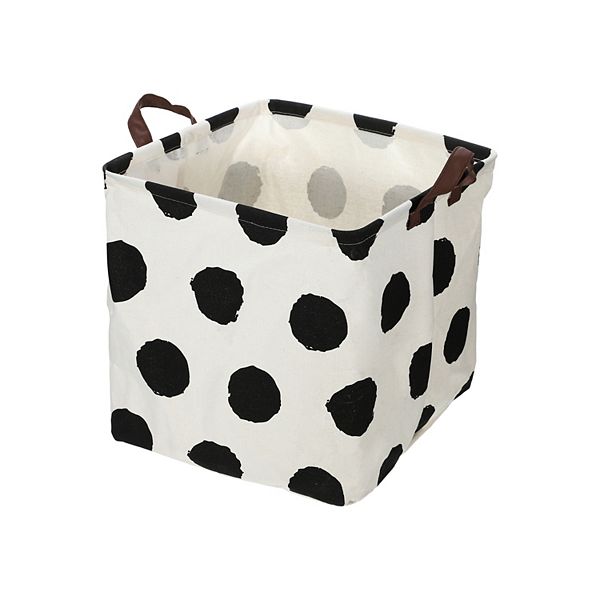 1 Pcs 30l Foldable Square Laundry Basket For Laundry Room Black White Polka Dots Unique Bargains