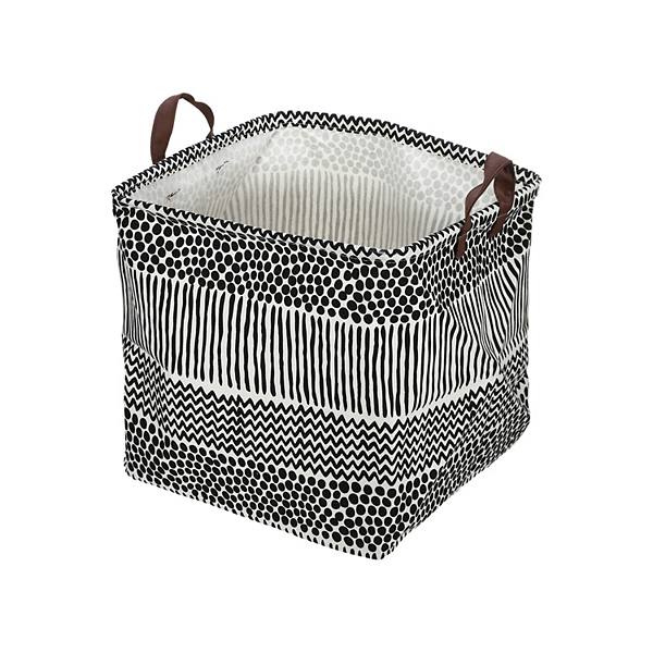 1 Pcs 30l Foldable Square Laundry Basket For Laundry Room Black White Geometry Unique Bargains