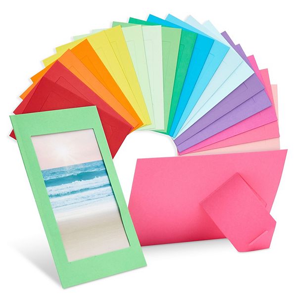 50 Pack Cardboard Picture Frames With Easel Stand, 10 Rainbow Colors, 4x6 In Juvale