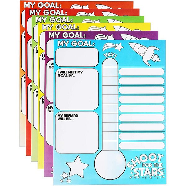 Goal Thermometer Trackers For Classrooms, 6 Pack (17 X 22 In) Bright Creations