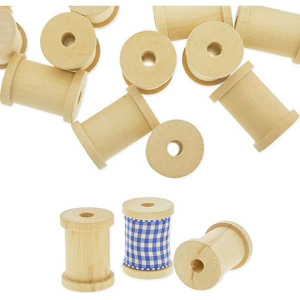 Small Unfinished Wooden Spools For Crafts (2 X 1.5 In, 24 Pack) Okuna Outpost