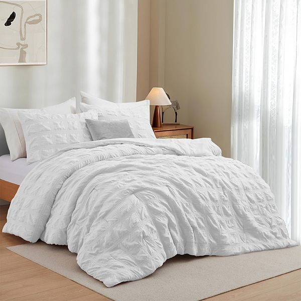 Unikome Soft Bedding Set Seersucker Chic Comforter Set, All Season Hotel Style Bedding Set UNIKOME