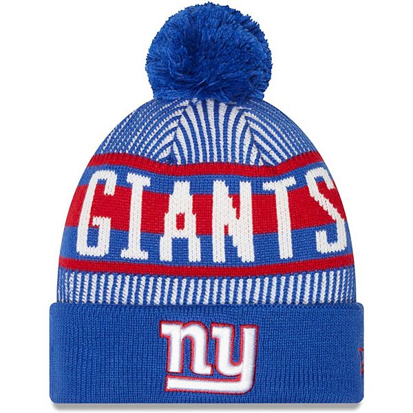 Мужская полосатая вязаная шапка с отворотом и помпоном New York Giants New Era