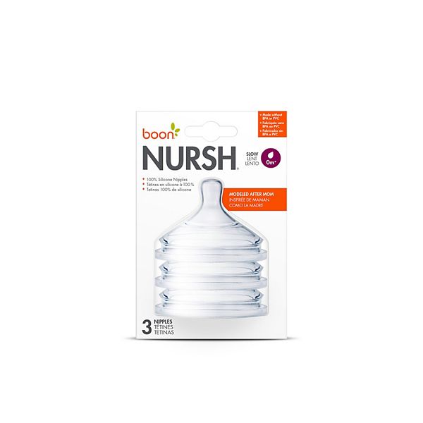 Boon Nursh 3-Pack Silicone Baby Bottle Nipples Boon