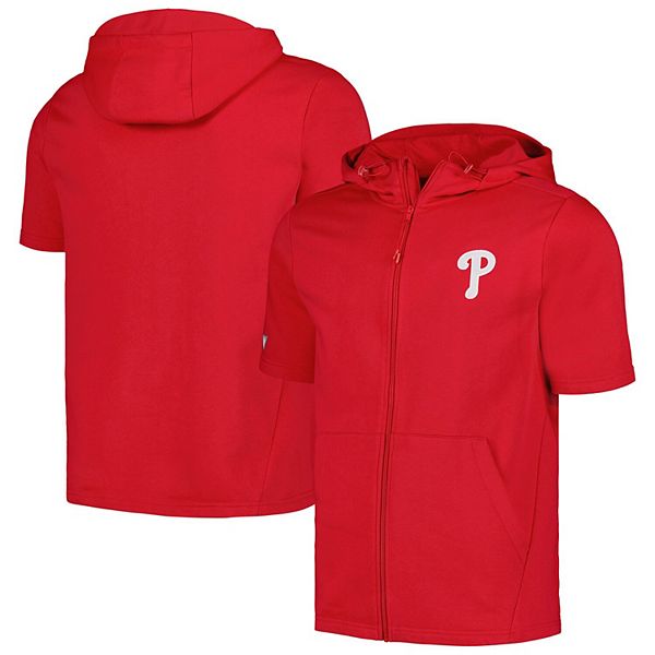 Мужская Футболка LevelWear Красная Philadelphia Phillies Recruit Короткий Рукав Полностью Расстегивающаяся Толстовка LevelWear