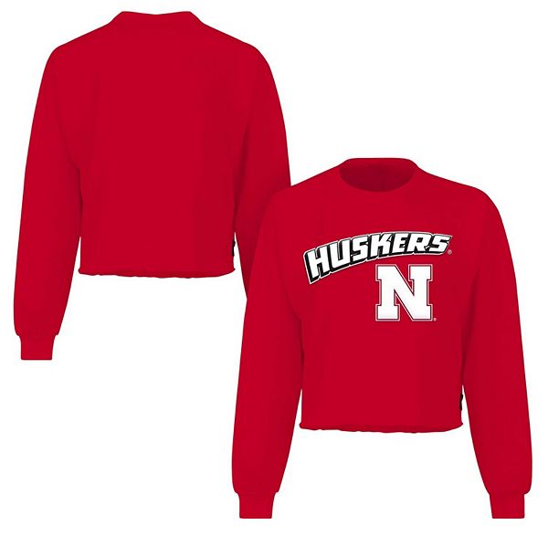 Женская Футболка Spirit Jersey Scarlet Nebraska Huskers Slouchy Cropped Spirit Jersey