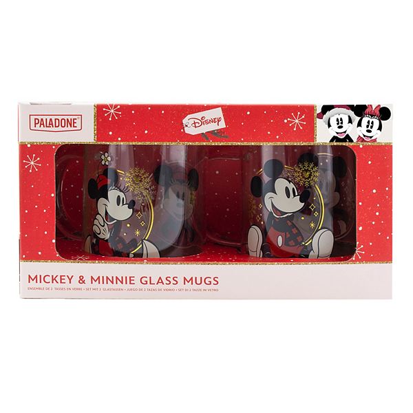 Disney's Mickey and Minnie Mouse Festive Glass Mug Set by Paladone Paladone