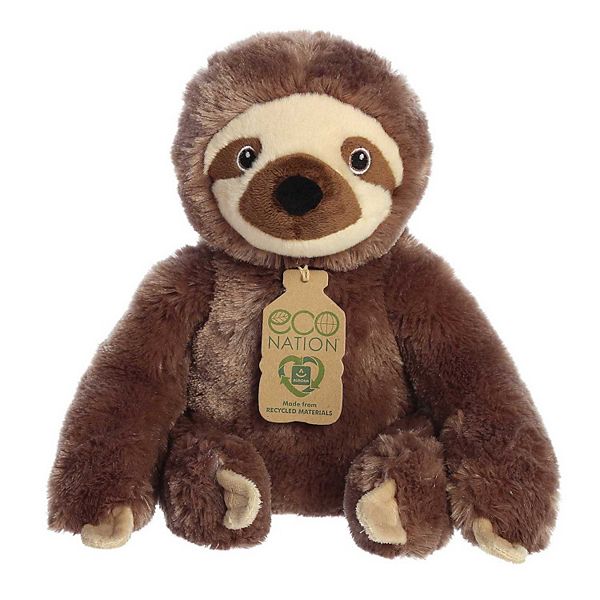 Aurora Medium Brown Eco Nation Eco Hugs 12" Sloth Eco-friendly Stuffed Animal Aurora