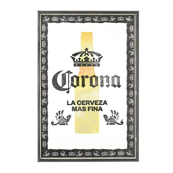 American Art Décor Corona Silkscreen Printed Framed Bar Sign American Art Décor