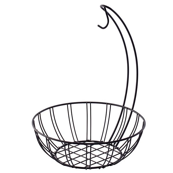 Wire Metal Fruit Basket Holder With Banana Hanger Basicwise