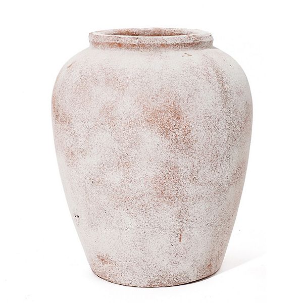 LuxenHome Marble Brown And White 12.4-inch Tall Terracotta Vase Luxen Home