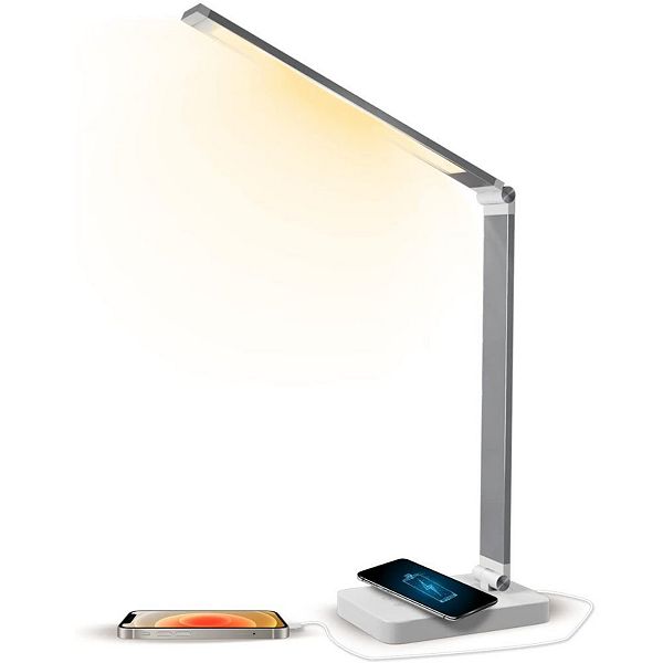 Led Table Lamp, Foldable Desk Lamp With Wireless Charger & Usb Port, 3-brightness Levels WBM Smart