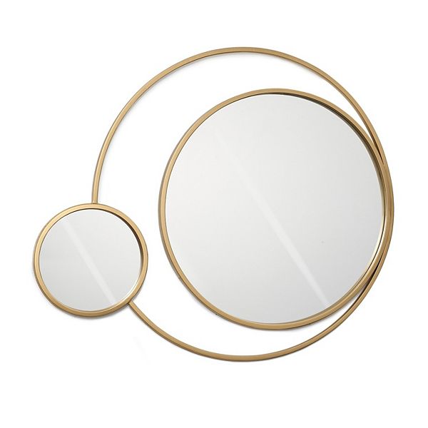 LuxenHome Orbit Modern Gold Metal Frame Round Wall Mirror Luxen Home