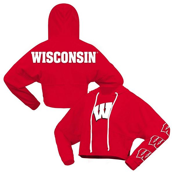 Женская Футболка Spirit Jersey Красная Wisconsin Badgers Оверсайз Укороченный Худи Spirit Jersey