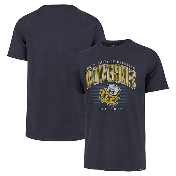 Мужская футболка '47 Navy Michigan Wolverines Double Header Franklin из 100% хлопка 47 Brand