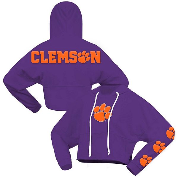 Женская Футболка Spirit Jersey Фиолетовая Clemson Tigers Оверсайз Укороченный Толстовка Spirit Jersey