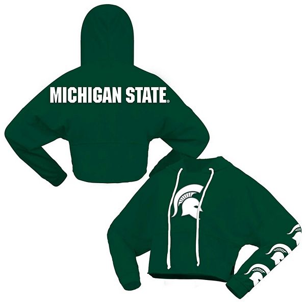 Женская Футболка Spirit Jersey Зеленая Michigan State Spartans Свободная Кроп-Худи Spirit Jersey