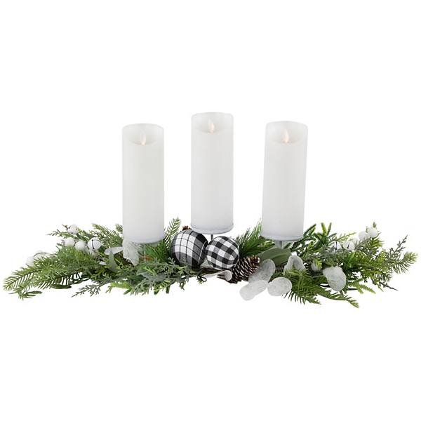 Northlight Mixed Foliage and Pinecone Christmas Pillar Candle Holder Northlight