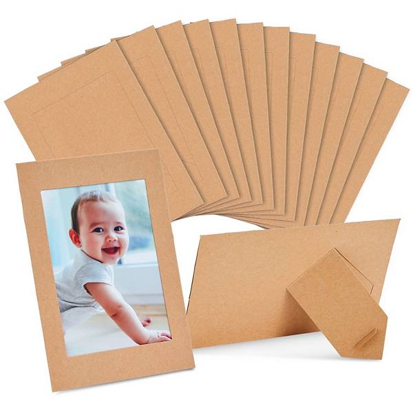 50-pack Paper Picture Frames 4x6 Easel With Stand, Kraft Paper Photo Frames Juvale