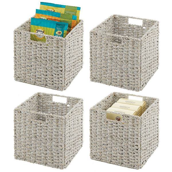 mDesign Seagrass Kitchen Storage Basket with Handles MDesign