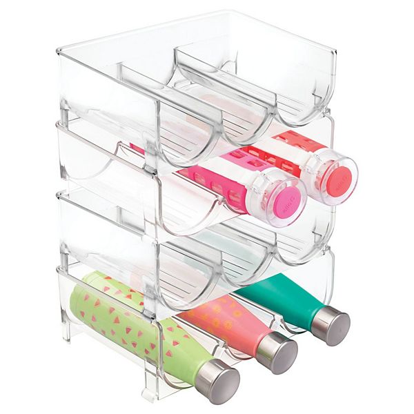 Mdesign Plastic Free-standing Stackable 3 Bottle Storage Rack, 4 Pack MDesign