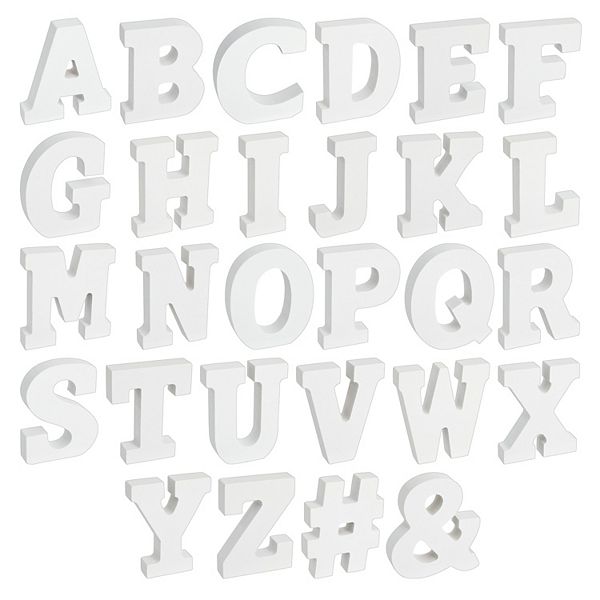 54-piece White 3d Wood Block Letters For Decor Standing, A-z, 3 Inch, 0.6" Thick Juvale