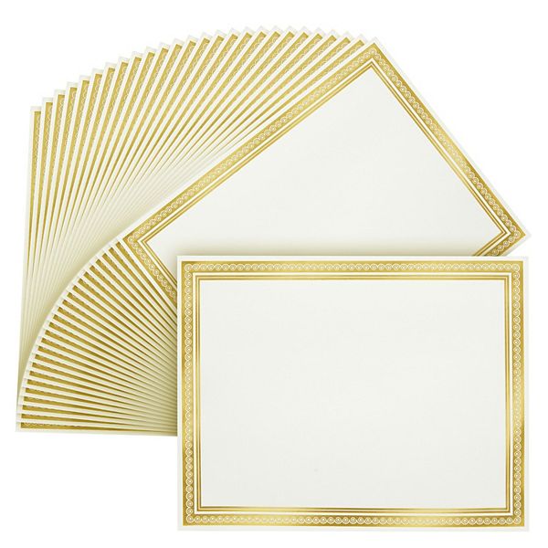 50 Sheets Gold Foil Award Certificate Paper 8.5 X 11 For Printing (white) Juvale