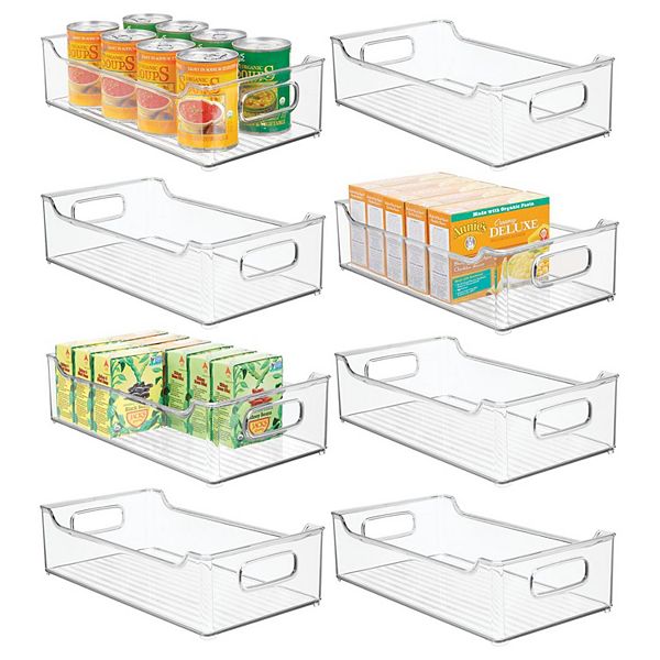 mDesign Plastic Kitchen Pantry Cabinet Food Storage Bin, 8 Pack MDesign