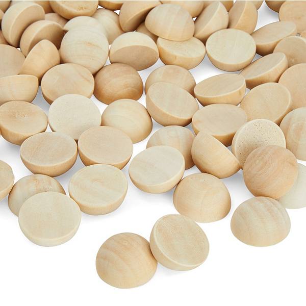 100 Pack Half Wooden Spheres For Crafts, 1-inch Split Wood Balls For Home Decor Juvale