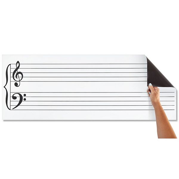 Magnetic Dry Erase Music Staff Whiteboard Sheet, Laminated Poster 45.5" Long Bright Creations