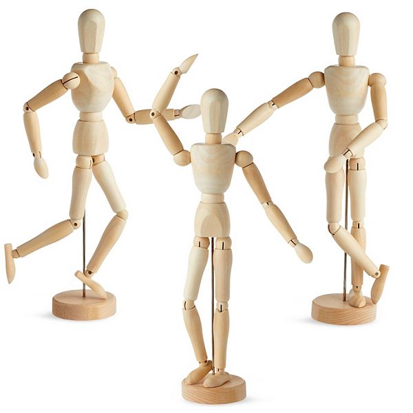 3 Pack Drawing Mannequin, Wooden Figure Model For Home Decor, 13" Juvale