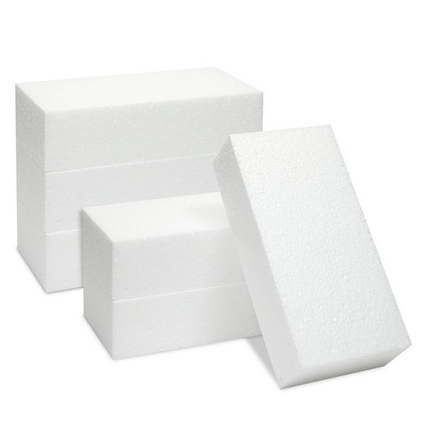 6 Pack Polystyrene Foam Blocks For Crafts Supplies, Diy Projects (8 X 4 X 2 In) Juvale