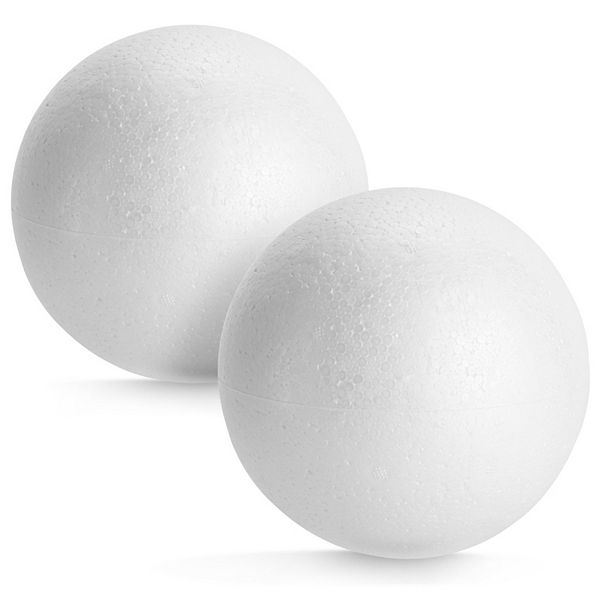 2 Pack Large Foam Balls For Crafts, 6 Inch Solid Polystyrene Spheres, White Juvale