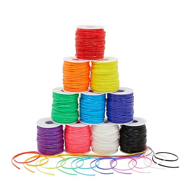 50 Yards Each Plastic Gimp String In 10 Colors For Crafting, 10 Spools Juvale