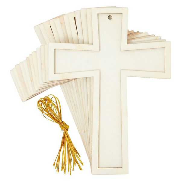 12 Pack Unfinished Wooden Crosses For Diy Crafts Ornament Easter Tree, 3.8x5" Bright Creations