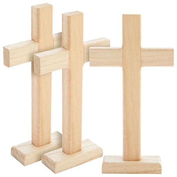 3x Easter Unfinished Wood Crosses For Crafts Table Displays Home Decor 8.7 Inch Juvale