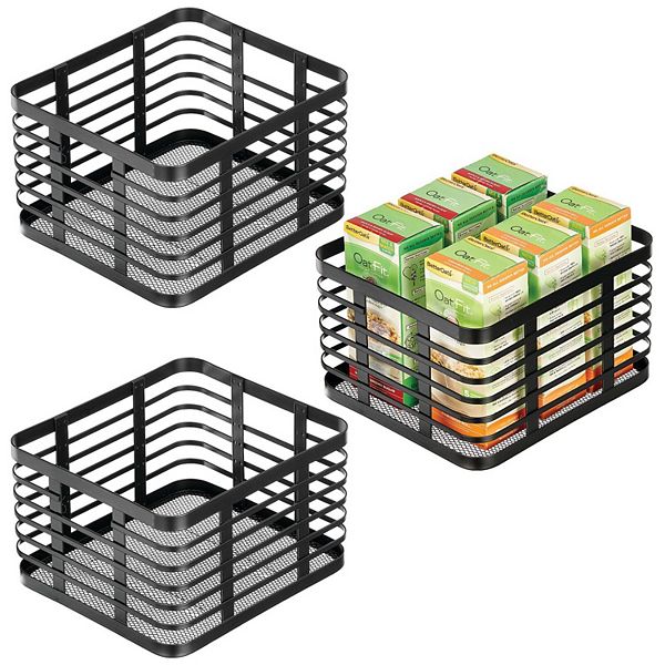 mDesign Metal Wire Food Organizer Storage Bin, 3 Pack, 6 x 10 x 9 MDesign