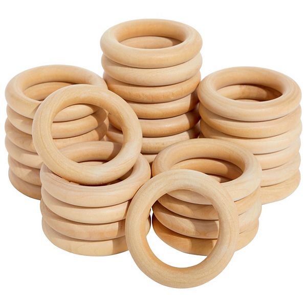 30 Pack 3 Inch Wooden Rings For Crafts, Macrame, Crochet, Diy Jewelry Making Juvale