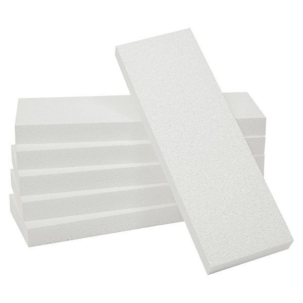 6 Pack Packing Foam Block, Polystyrene Rectangles For Crafts, 12x4x1 In, White Juvale