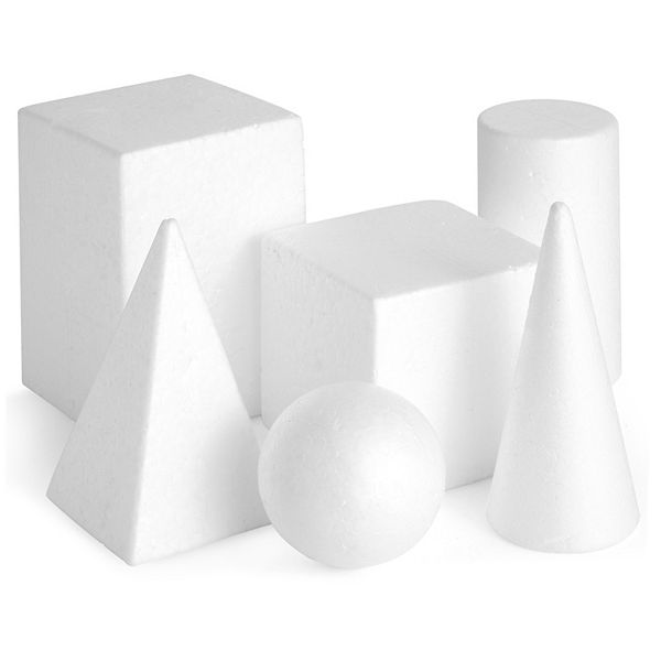 6 Pack Craft Foam Shapes For Diy Crafts Art Modeling, White, 2.5 To 5.9 In Bright Creations