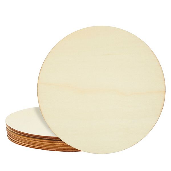 10 Inch Wooden Circles For Crafts, Unfinished Wood Rounds For Diy, 10 Pack Juvale